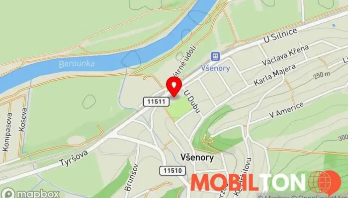 mapa Všenorský SK Sportovní klub v U Hřiště 381