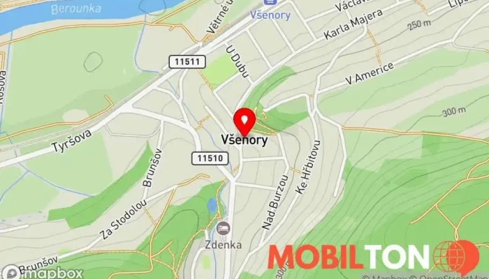 mapa Všenory  v 