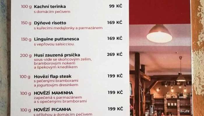 Wine Food Klaret -  Menu - Kostelní Nám. 233