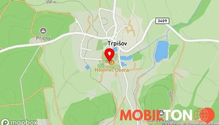 mapa Zájezdní hostinec OBORA Trpišov Restaurace, Penzion v Trpišov