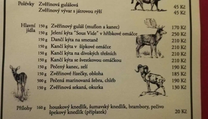 Zajezdni Hostinec Obora Trpisov Menu - Trpišov