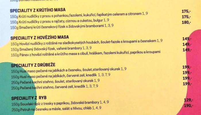 Zamecka Restaurace Menu - Nám. F. X. Richtra 190