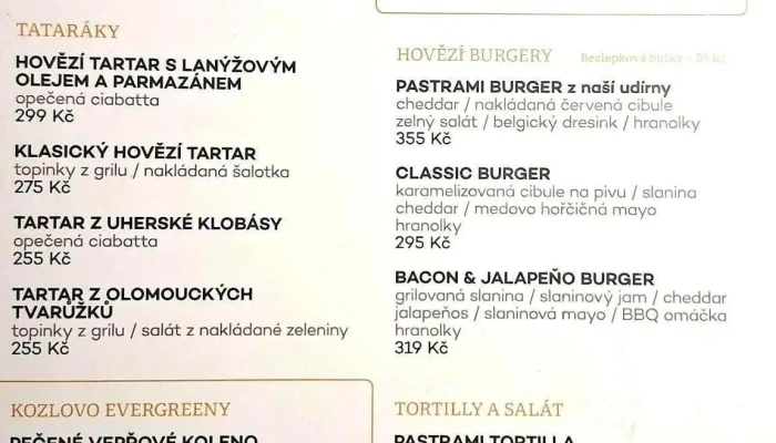 Ziznivej Kozel Menu - Pražská 123