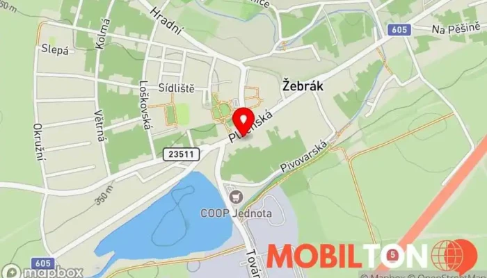 mapa Zmrzlina Žebrák Rychlé občerstvení v Plzeňská 30