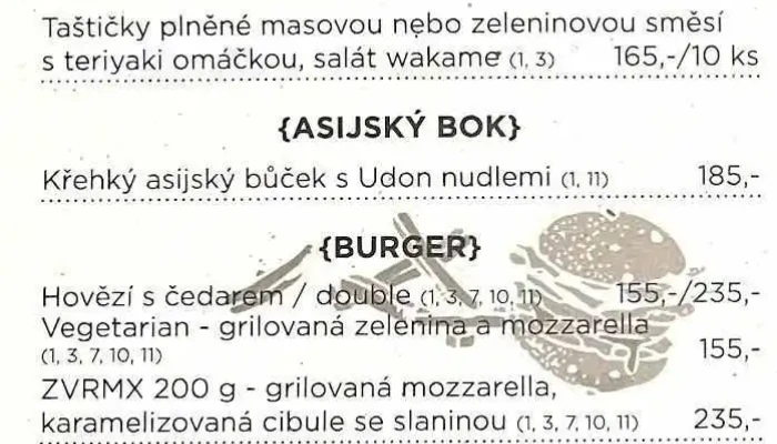 Zverimex Bistrobar Menu - Dvořákova 1929/1
